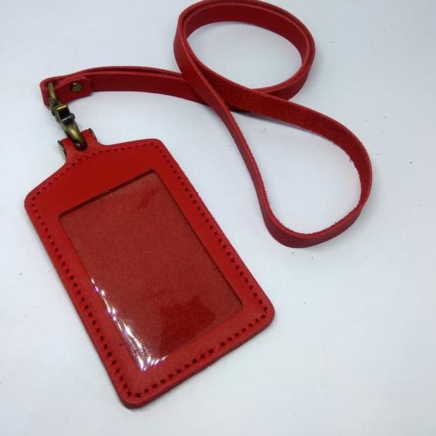 

リ gantungan ID card kulit asli merah - tali id card holder - PHID213 Kekinian