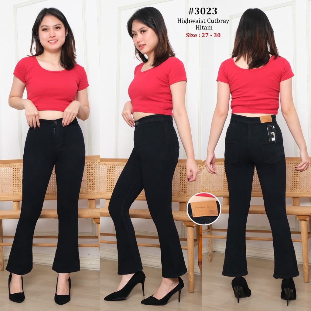 Celana Panjang Jeans Wanita Highwaist Cutbray 27-30 Bisa Bayar Ditempat(COD)