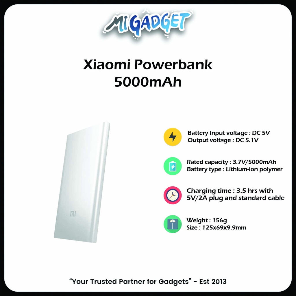 Powerbank Xiaomi Power Bank 5000mAh Slim Tipis