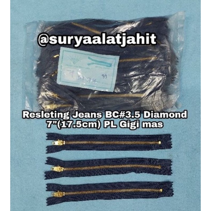 Resleting Jeans PL 7in/17.5cm Internusa gigi mas =rp.14.700/1lsn