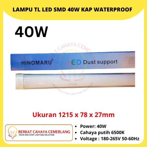 Kap Lampu TL LED SMD Indoor 40 Watt Plafon Lamp 120 CM Waterproof