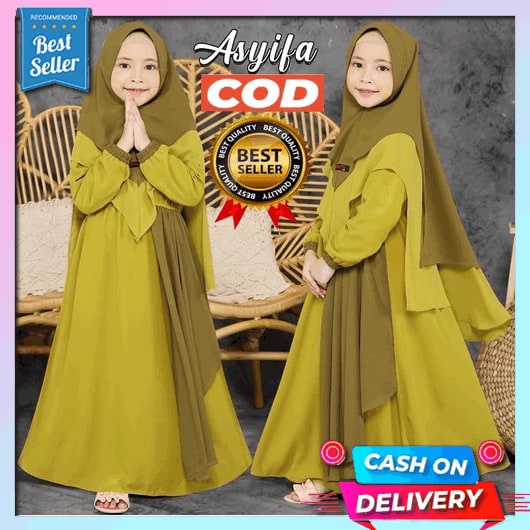 Felisha Kids Gamis Anak Lebaran 2023 Model Terbaru Bahan Shakila/Gamis Anak Set Hijab Syari Terbaru 