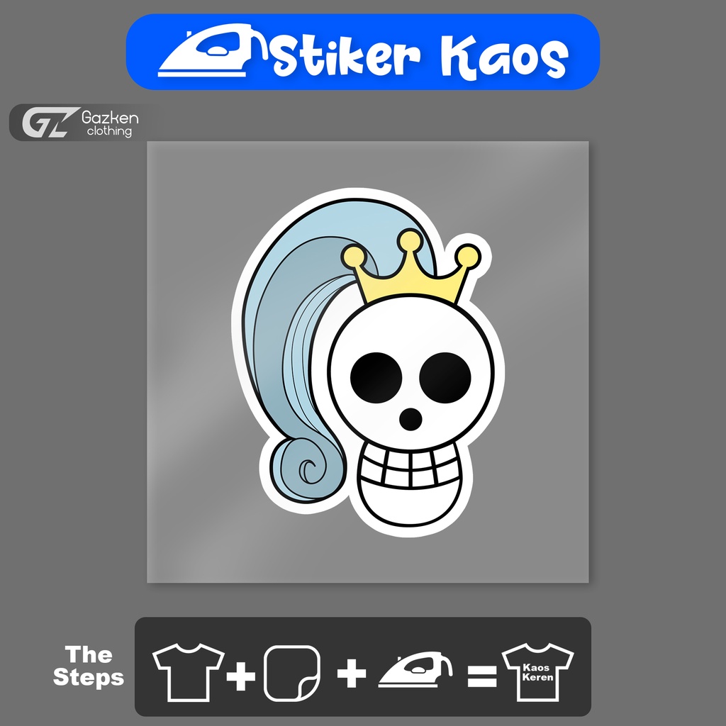 Stiker Kaos One Piece Vivi Pirate Flag Logo Sticker Sablon Tempelan Baju Dengan Setrika Murah dan Pr