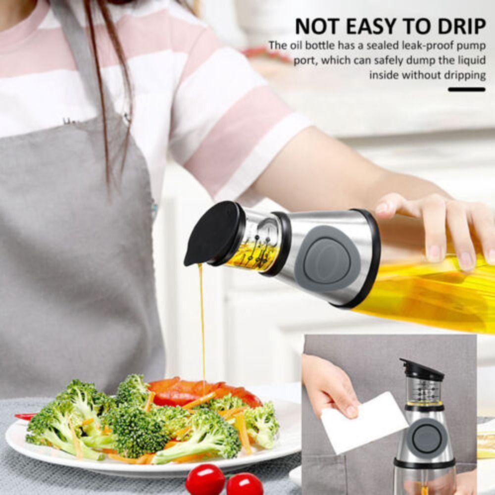 R-FLOWER Botol Dispenser Minyak Zaitun Isi Ulang Dengan Pompa Skala Ukur Baking Frying Measuring Oil Dispenser