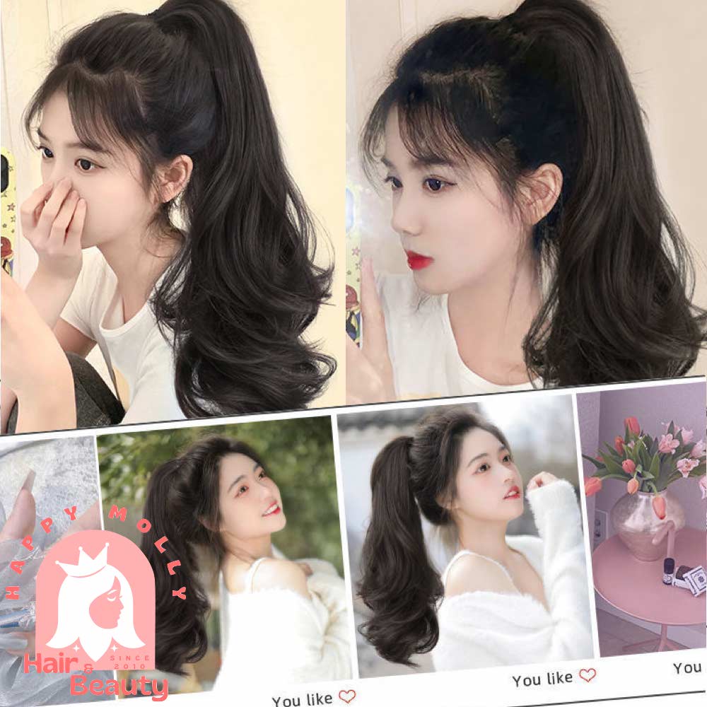 Hair Clip Ponytail Wig - Rambut Kuncir Ekor Kuda Fashion Wanita Korea - Curly - Hair Extension W8155 ( Group )