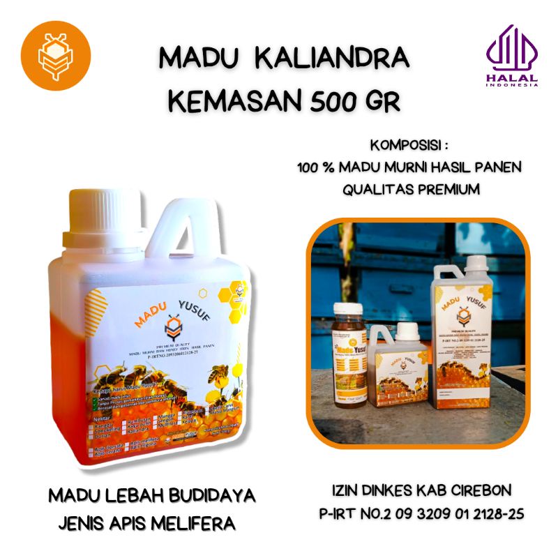 

Madu Yusuf nektar bunga Kaliandra murni rawhoney asli hasil panen netto 500 gr