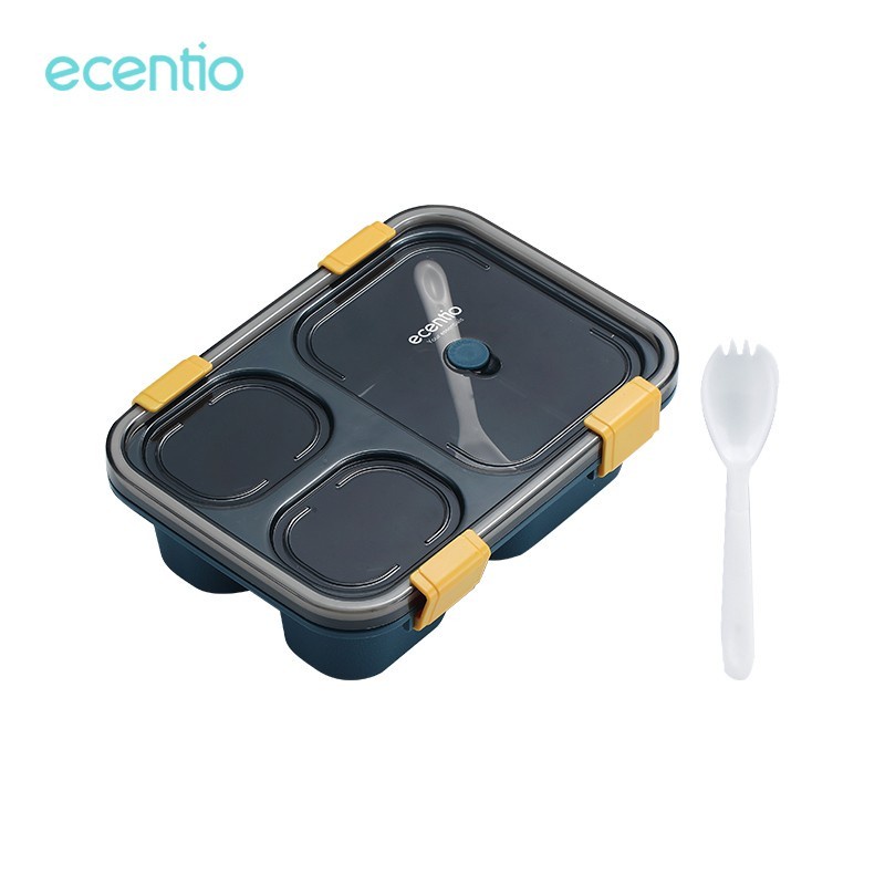 Kotak Makan ecentio 850ml 3 Grid Include Sendok