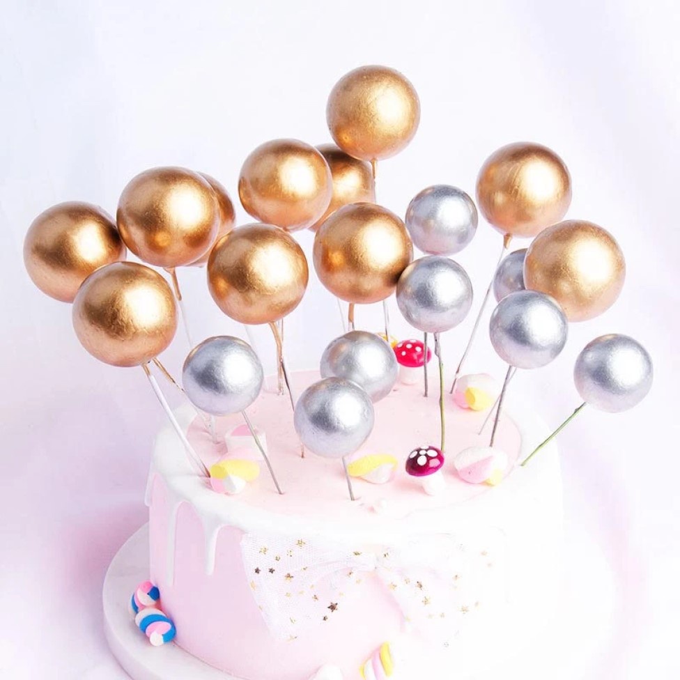 Tusuk topper Balon kue ulang tahun topper hiasan kue tart bulat balon