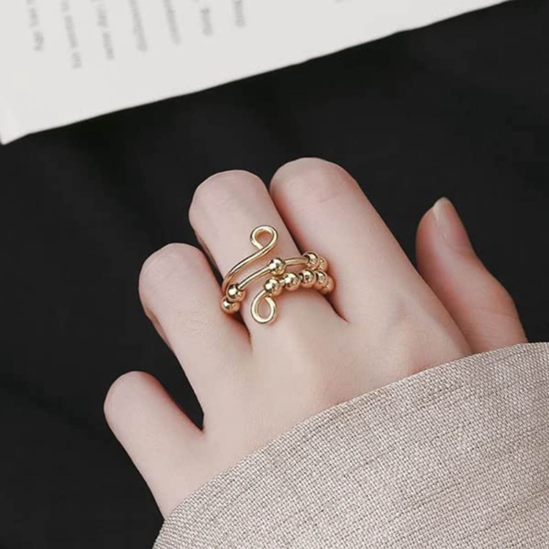 Kepada Putriku Fidget Ring- Usir Manik-Manik Lingkaran Kecemasanmu Spinner Cincin, Stainless Steel Pereda Kecemasan Dapat Disesuaikan Terbuka Berputar Rings Perhiasan Hadiah Untuk Wanita