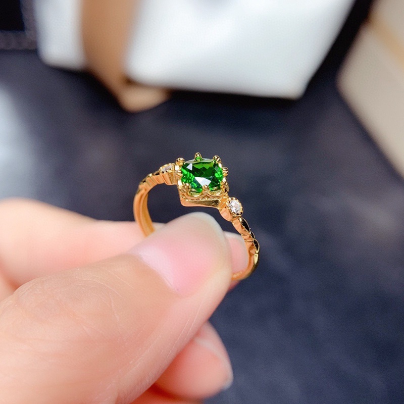 Cincin Elegan Abadi Kristal Hijau Untuk Wanita Cincin Perak925 Sterling Hadiah Pesta Pernikahan