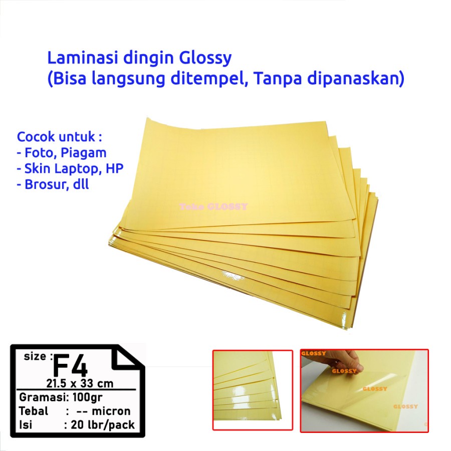 

Laminasi Dingin glosy F4/Folio