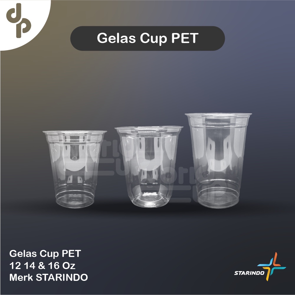 Gelas Cup PET Starindo 12oz - 14oz - 16oz - 50pcs