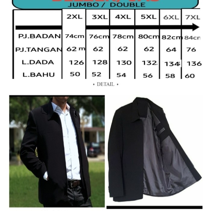 jas formal jas santri jumbo jas pria jumbo blezer pria jumbo - Hitam, XXXXL