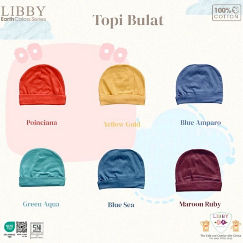 LIBBY Earth Topi Bulat Comfy (3 Pcs)