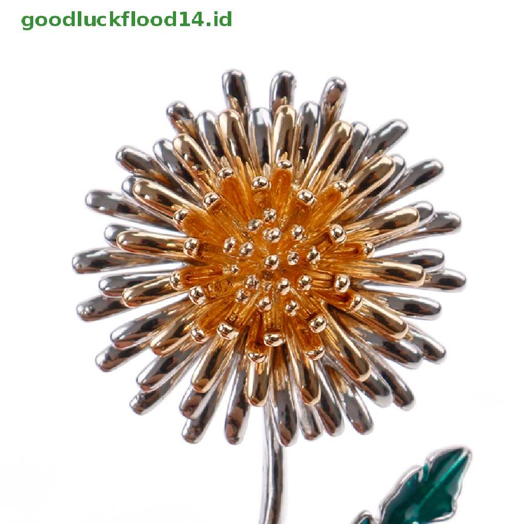 [GOOGFOUR] Hijau Daun Kuning Dandelion Bunga Enamel Bros Tanaman Brooch Pin Hadiah Pesta [TOP]