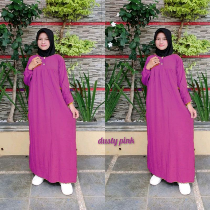 Daster Anak Polos Panjang Umur 11- 15 tahun Rayon Super Dress Remaja Kekinian Termurah