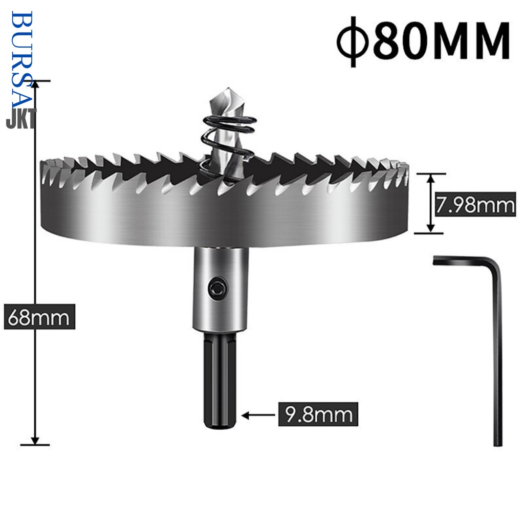 MATA BOR HOLE SAW STAINLESS STEEL PELUBANG BESI PLATE METAL DRILLING LOGAM 80 MM