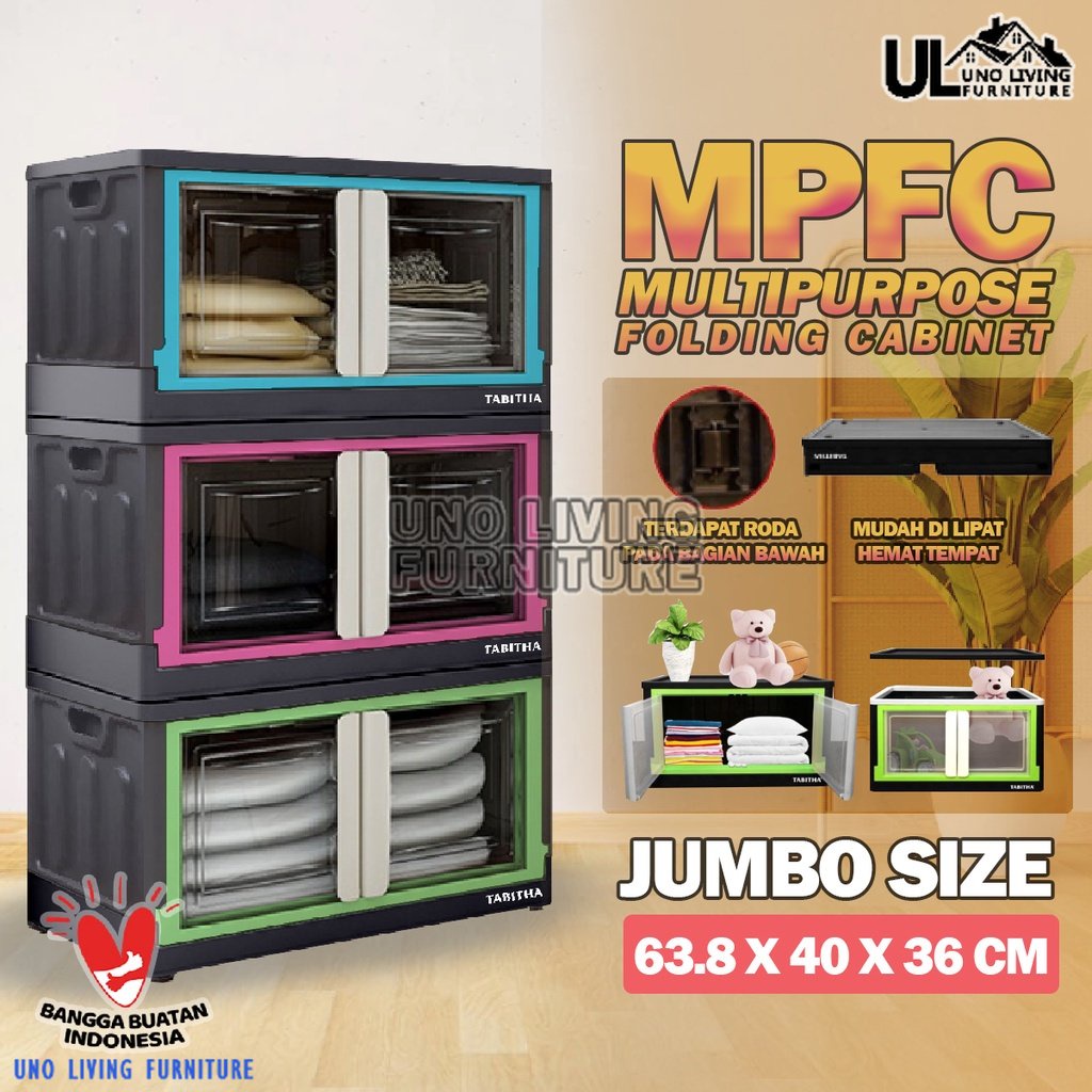 LEMARI LIPAT PLASTIK TABITHA JUMBO CONTAINER BOX Multipurpose Folding Cabinet Tabitha MPFC Container Box JUMBO 60L