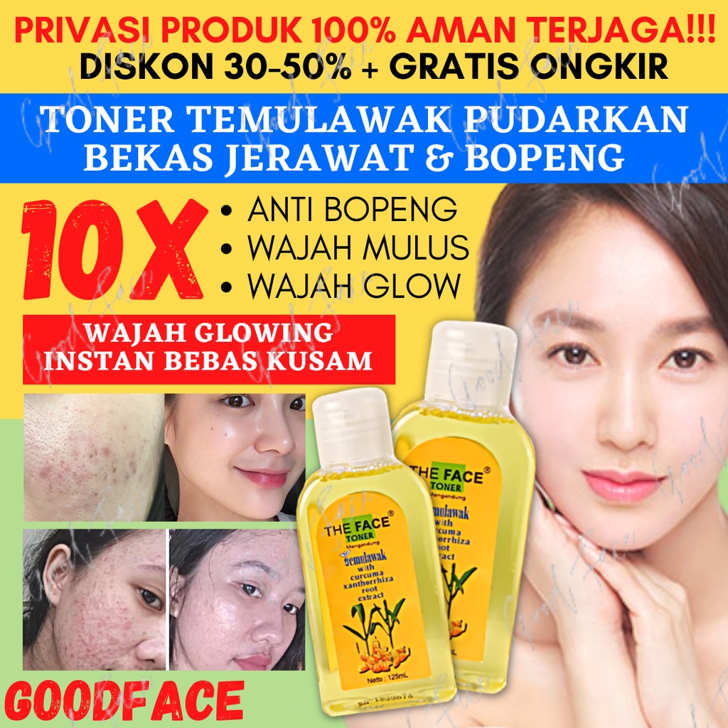 TONER WAJAH - PENGHILANG FLEK HITAM - PEMBERSIH WAJAH - TONER TEMULAWAK THE FACE BPOM - THE FACE TONER TEMULAWAK BPOM