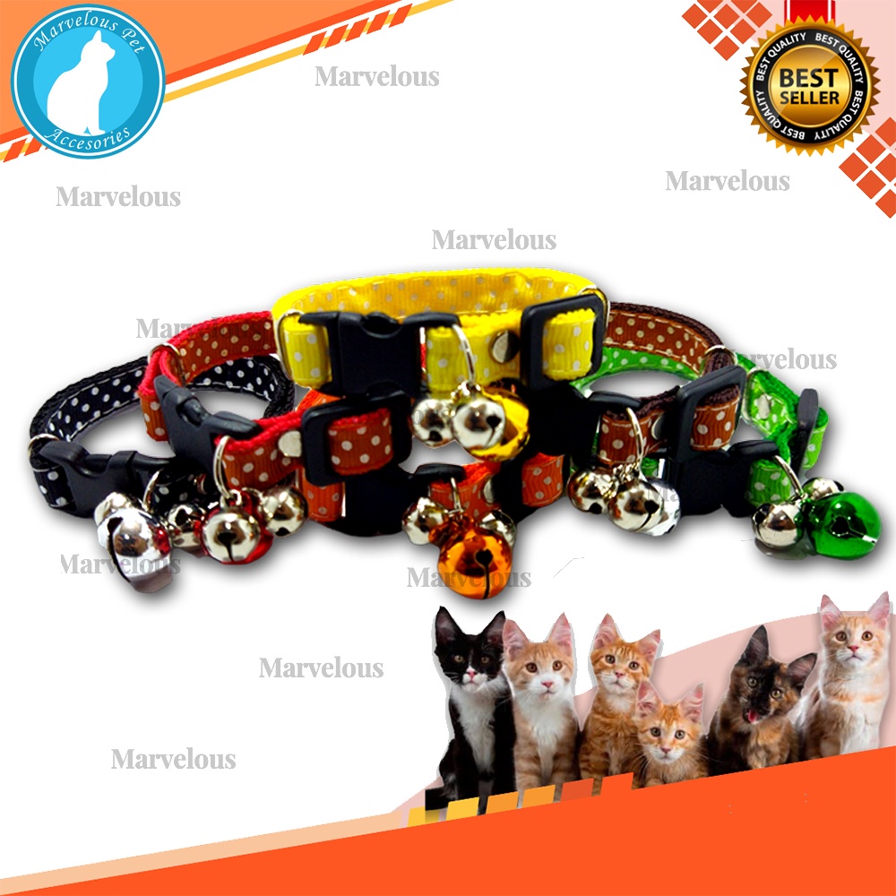 Kalung Kucing Lonceng Besar Motif Polkadot ( Loncenh 14 mm isi 3 pcs )