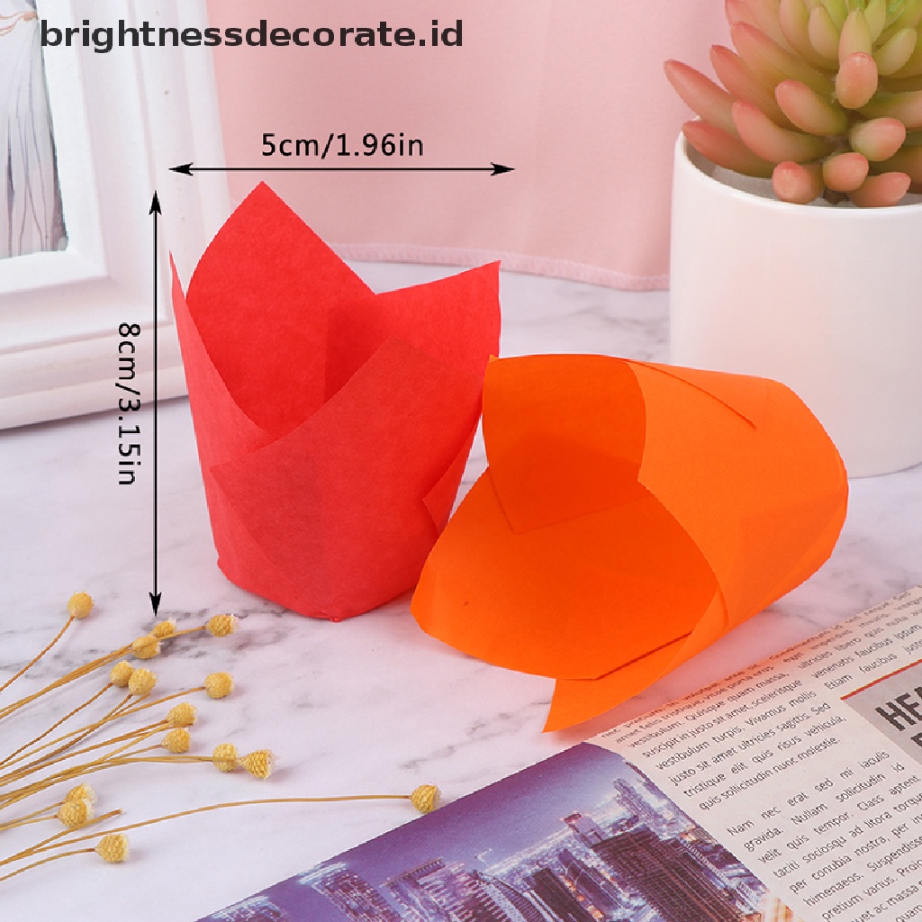 [Birth] 50pcs Cupcake Wrapper Liners Muffin Tulip Case Kertas Kue Baking Cup Decor [ID]