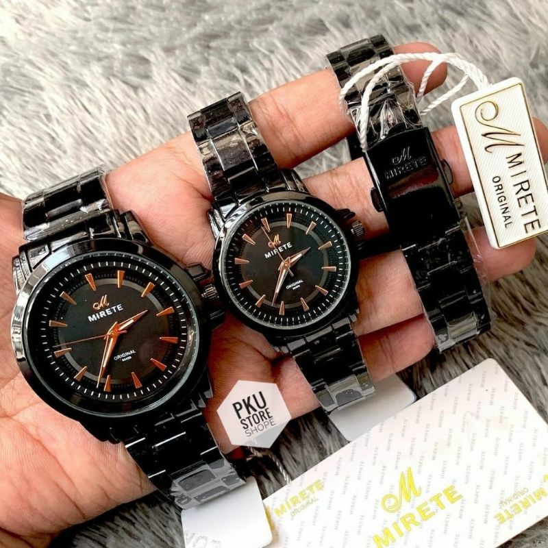 JAM MIRETE ORIGINAL COUPLE ANTI AIR RANTAI GARANSI ORIGINAL FASHION PRIA WANITA ELEGAN KUARSA JAM IMPORT TERBARU (Bisa Satuan) JAM tangan Cowok Anti AIR_JAM tangan Cewek Anti Air COUPLE/SEPASANG  JAM TANGAN MIRETE ORIGINAL STRAP RANTAI ANTI KARAT BAJA