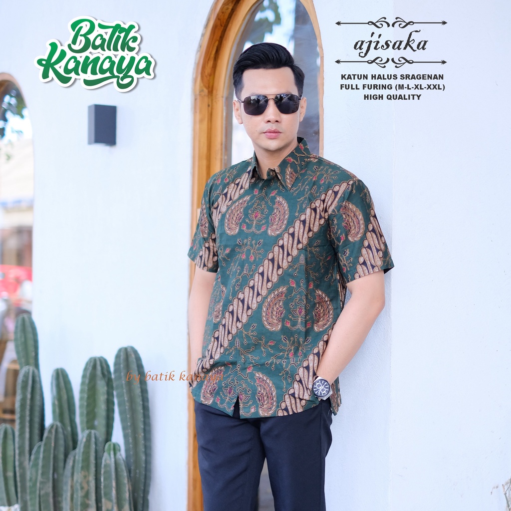 Kanaya Baju Batik Pria Lengan Pendek Full Furing AJISAKA