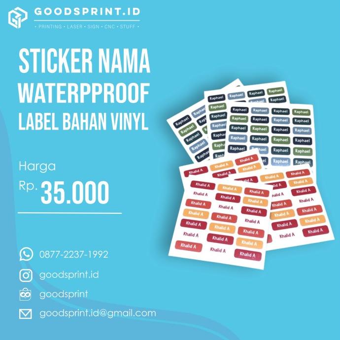 

Stiker label nama anak - waterproof - custom sticker nama warna campur JUAL