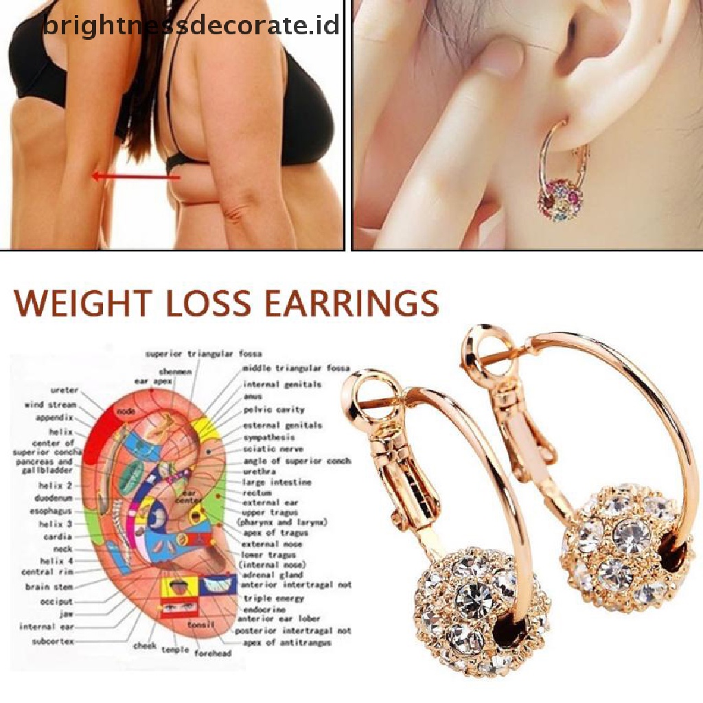 [Birth] 1pasang Anting Pelangsing Magnetik Menurunkan Berat Badan Pijat Slim Ear Stud Patch Jewelry [ID]