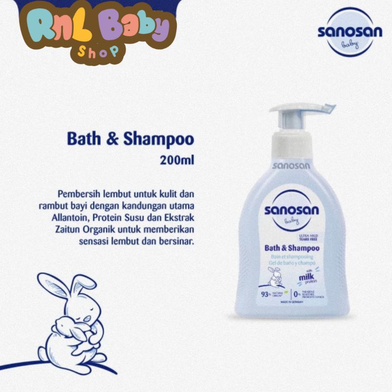 Sanosan Baby Bath &amp; Shampoo 200 ml/Sabun Mandi &amp; Shampoo Bayi Sanosan