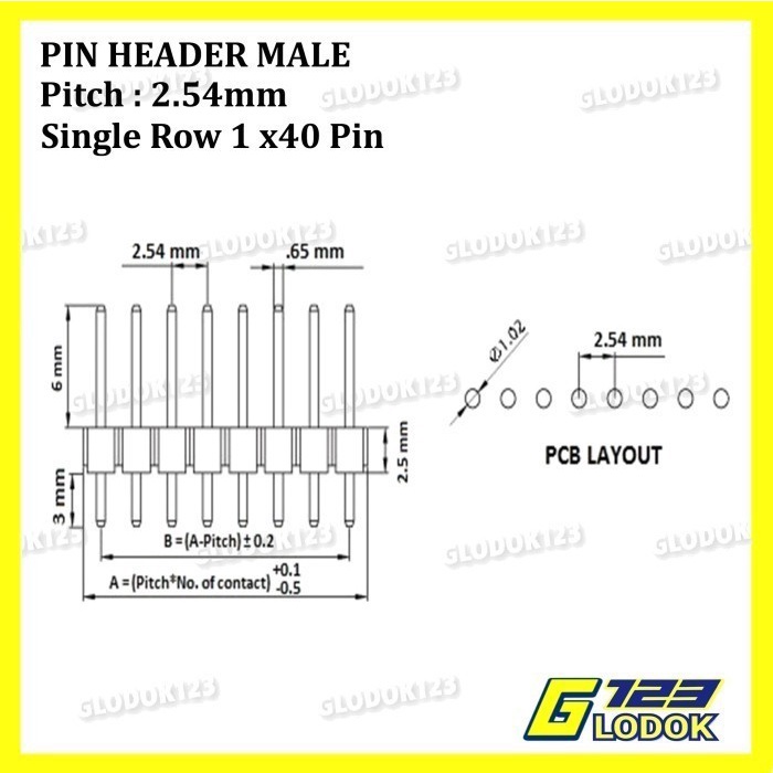 Pin Header Male Pitch Strip Single Row 1x40 2.54MM Tulang Ikan Arduino