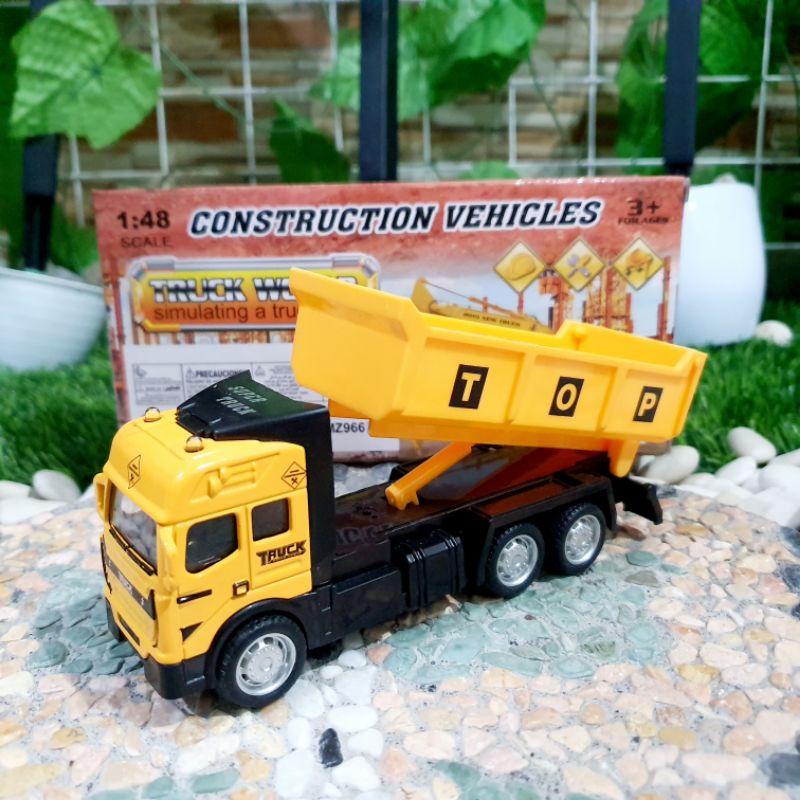 Mainan Diecast Mobil Dump Truk tambang - diecast truk tambang nyala