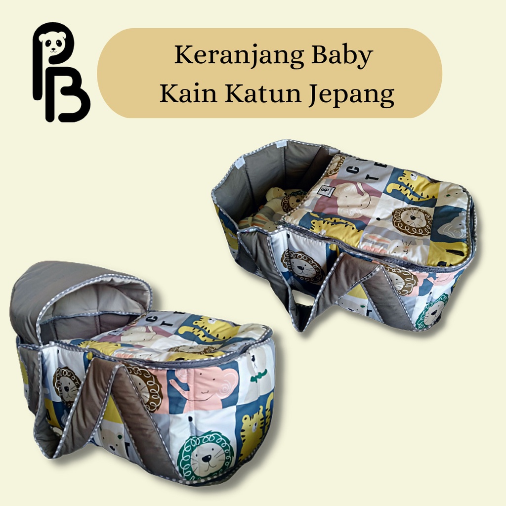 Precious Baby | Keranjang Jinjing Bayi Kain Katun Jepang Dengan Penutup | Carry Cot [Pre Order 3 Hari Kerja]