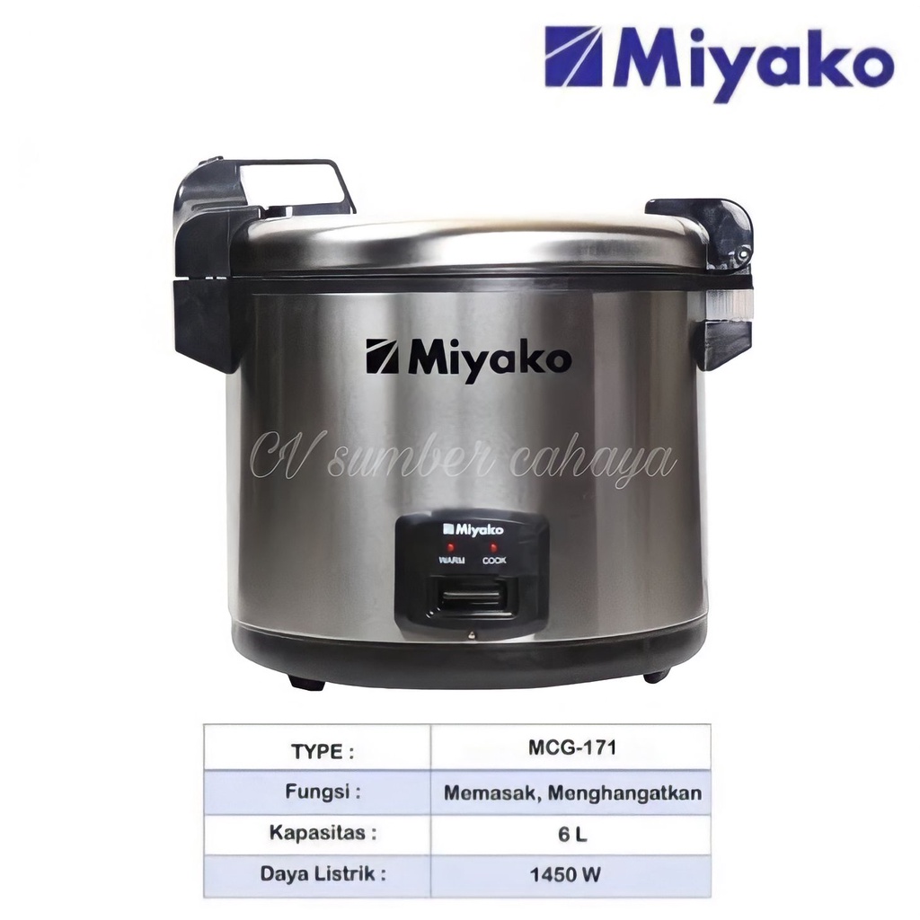 Miyako Rice Cooker Magic Com 6 Liter Jumbo Stainless MCG-171 MCG 171