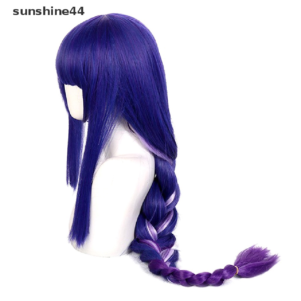 Sunshine Game Genshin Impact Raiden Sho Baal Wig Cosplay Rambut Palsu Pewarna Gradasi Panjang.