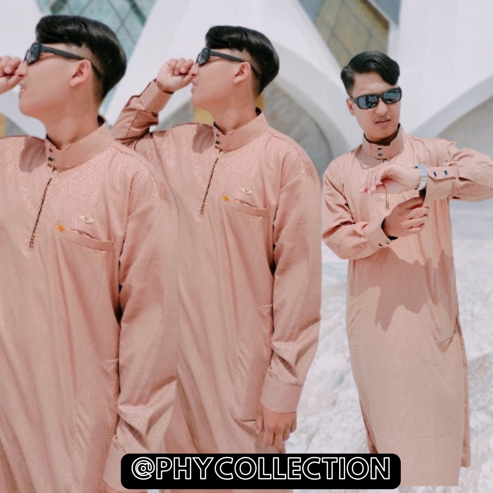 Gamis Jubah pria Laki Laki Dewasa Remaja Kancing Snap Ziper Emas Model Haromain Harmain Ukuran S M L XL XXL XXXL [ASSYUKUR]