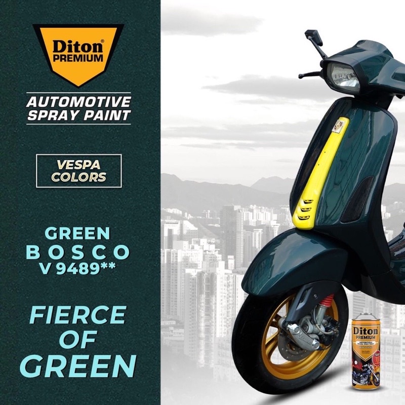 Cat Semprot DITON PREMIUM Vespa Colors Hijau Green Bosco V 9489**