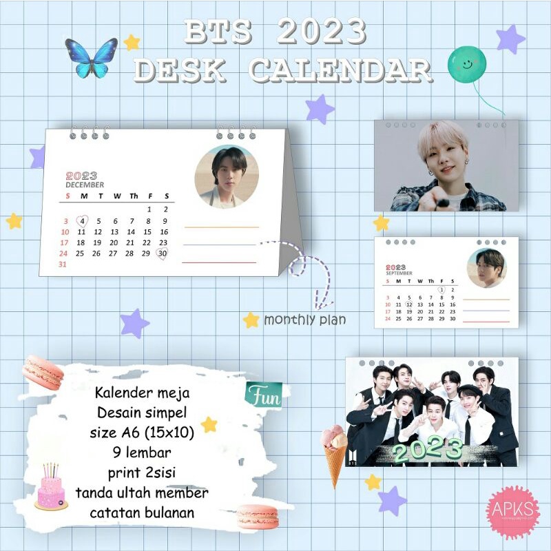 

2023 Bts Desk Calendar Kalender Meja Postcard Decowall Army