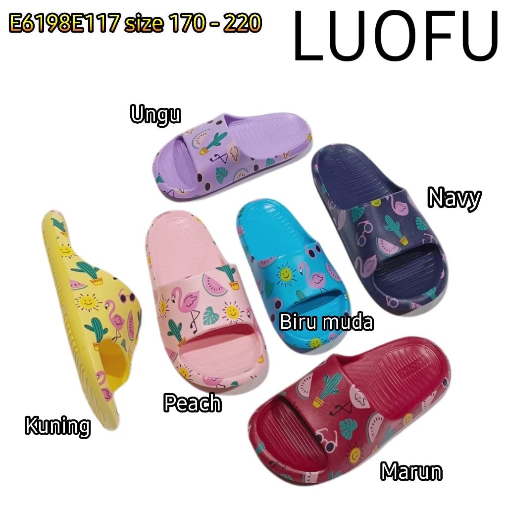 LUOFU ORIGINAL jelly sandal karet empuk murah anak selop sendal cewek murah import E6198E117