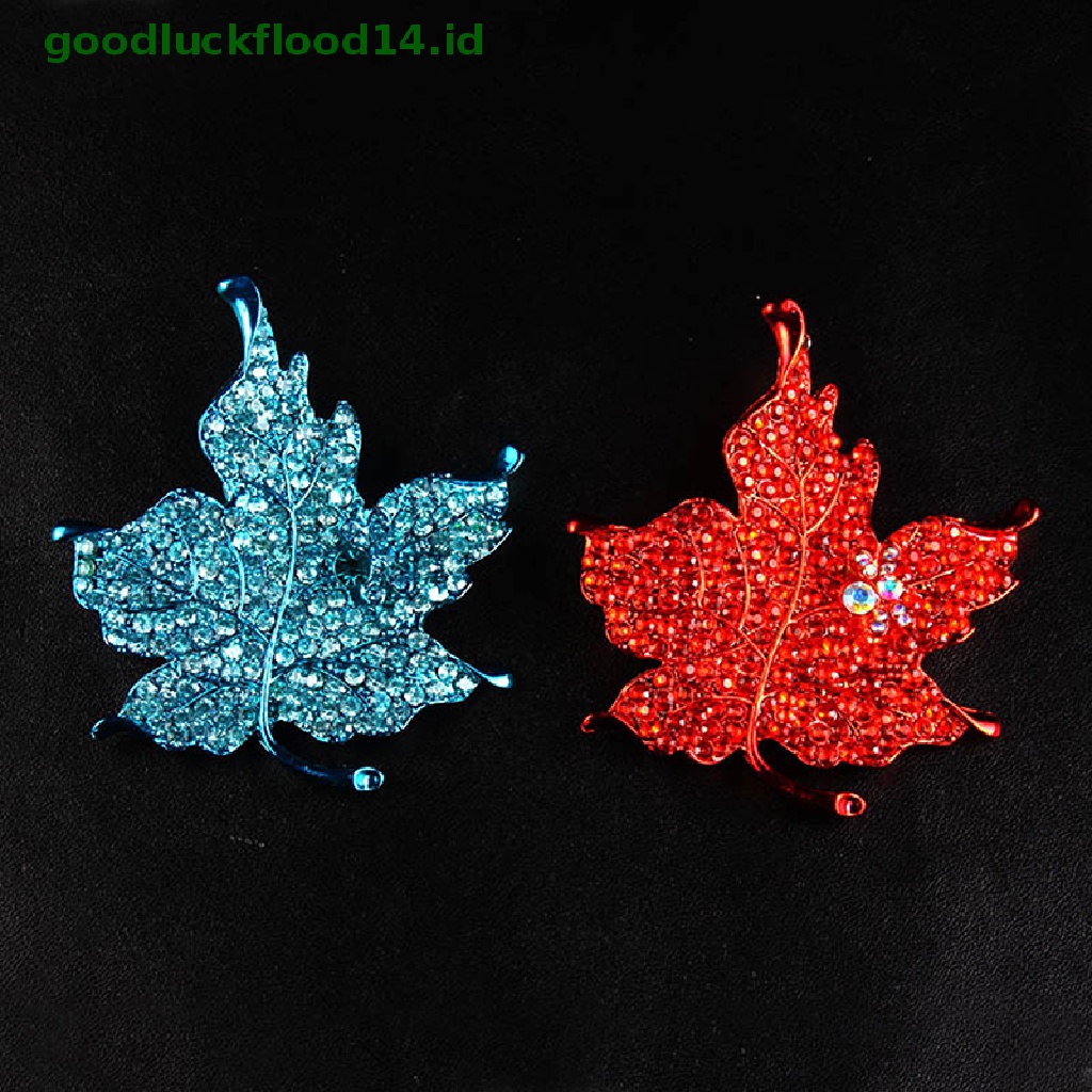 [GOOGFOUR] Warna-warni Maple Leaf Shaped Bros Pin Pakaian Pernikahan Berlian Imitasi Daun Pin [TOP]