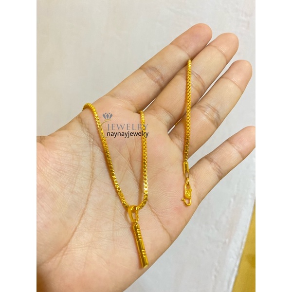 Kalung Koin italy bambu warna emas 24k uk 45 cm