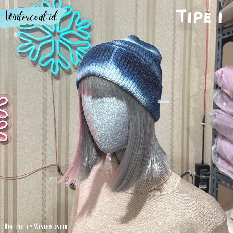 Beanie import tie dye fashion topi unisex pria wanita korean style japanese kupluk hangat