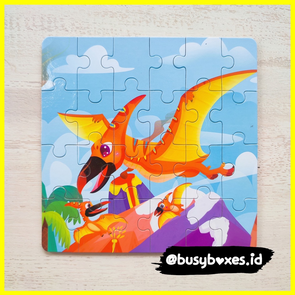 Busyboxes.id Mainan anak edukasi anak 1 2 3 tahun laki laki perempuan mainan edukasi Montessori puzzle jigsaw 3d kecil dinosaurus  pterosaurus terbang 24 keping