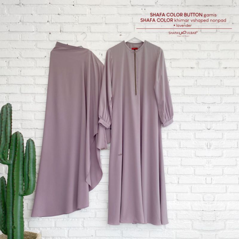 Shafa Color Button series LAVENDER [Gamis & Khimar] by Shafa Jilbab