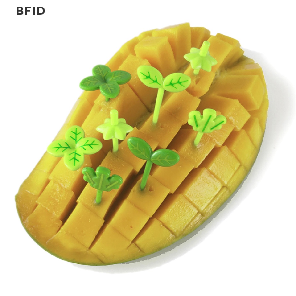 [BFID] 8pcs Garpu Buah Tusuk Gigi Daun Kotak Makan Bento Salad Tiny Fork Cake Untuk Anak [ID]