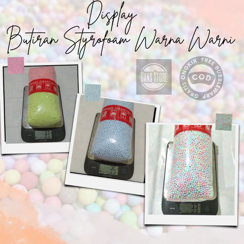 butiran styrofoam warna warnii