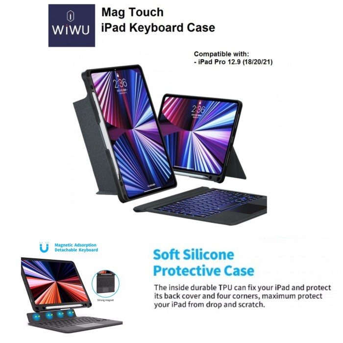Keyboard Wiwu Mag Touch Ipad Keyboard Case - For Ipad Pro 12.9 500Mah 2018-2021