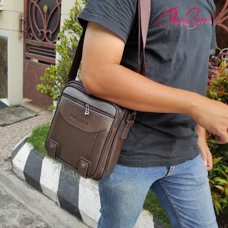 Tas Bahu Kantor Original Polozada PREMIUM | Slingbag Pria Kulit Sintetis Exclusive