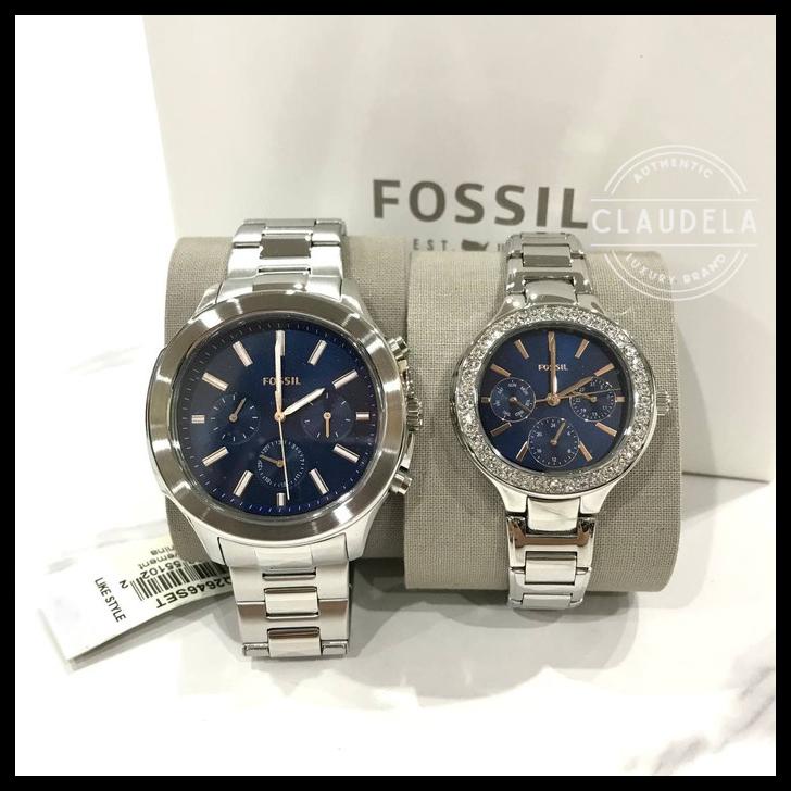 Fossil Couple Watch Stainless Navy (Bq2646Set) - Jam Pasangan