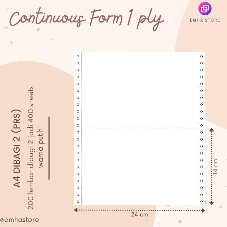 

DZJ Kertas Continuous Form Struk PPOB PLN A4 Dibagi 2 1 Ply 200 Lembar Big Sale